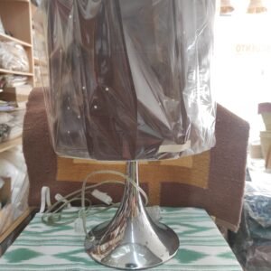 Lampara mesa metal y tulipa marrón